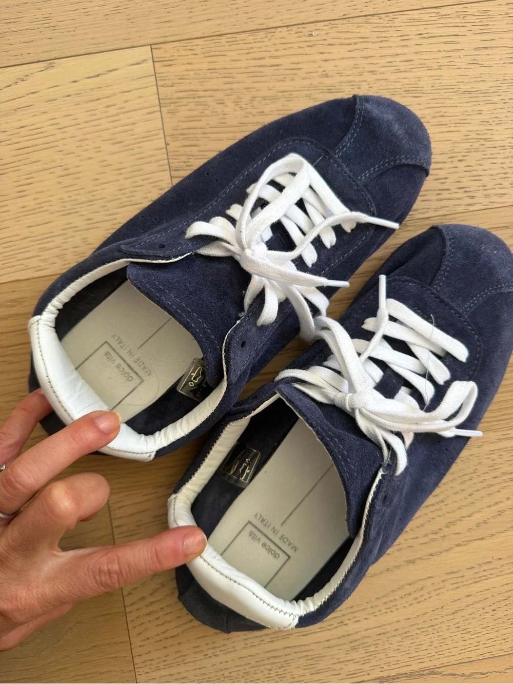 Dolce Vita Suede Sneaker in Navy and White